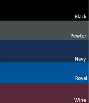 Black, Pewter, Navy, Royal, and Wine